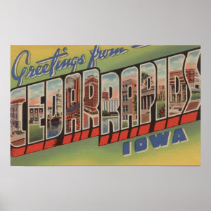 Cederträforar, Iowa - stora brevplatser Poster