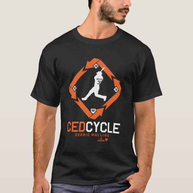 Cedric Mullins Cycle Baltimore Baseball T Shirt (Framsida)