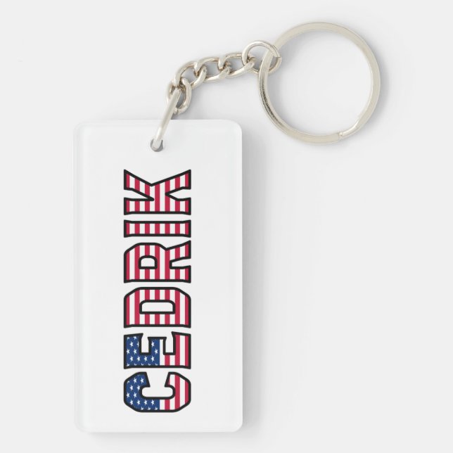 Cedrik Name Vorname USA Flagge Anhänger Schlüssel (Baksidan)