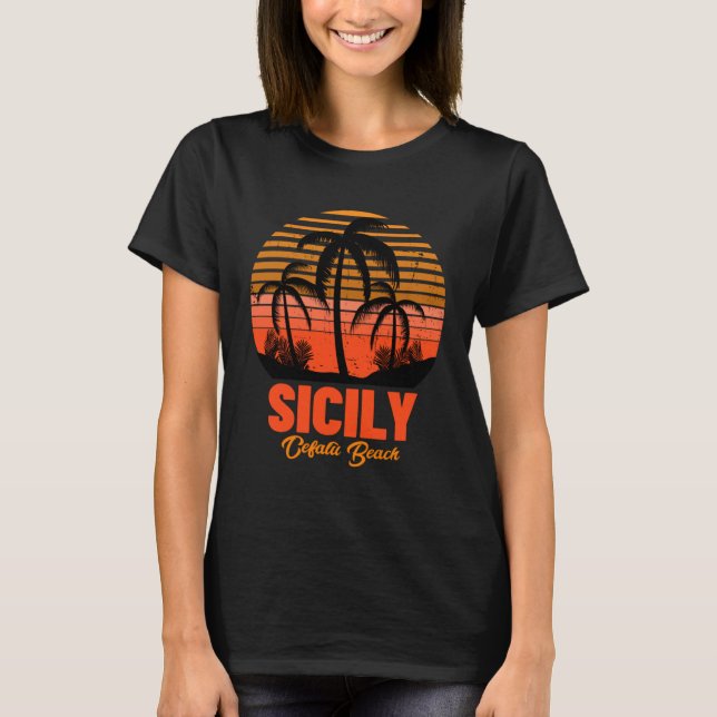 Cefalù Beach Sicily T Shirt (Framsida)