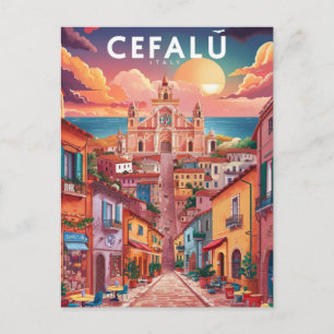 Cefalu, Sicilien, Italien Street Vykort
