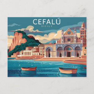 Cefalu, Sicilien, Sjölandskapet Italien Vykort