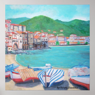 Cefalu, Sicilien utskrift Poster