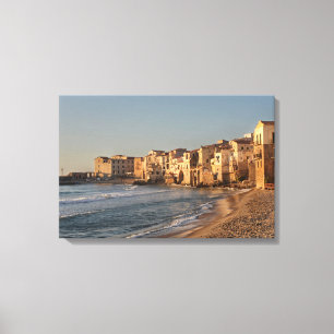 Cefalu sjösidatown i Sicily Canvastryck