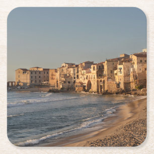 Cefalu sjösidatown i Sicily Underlägg Papper Kvadrat