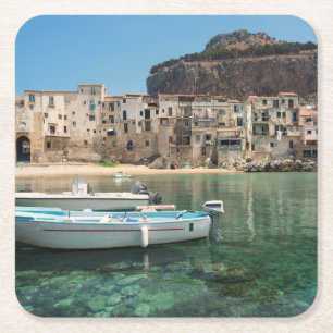 Cefalu town i Sicily Underlägg Papper Kvadrat