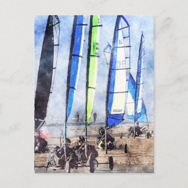 Cefn Sidan Blokart Tävla Competition Vykort (Framsida)