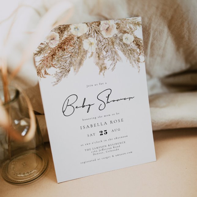 CEIRA Bohemian Desert Pampas Grass Baby Shower Inbjudningar (Skapare uppladdad)