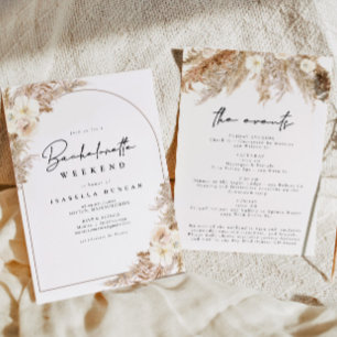 CEIRA Bohemian Pampas Grass Bachelorette Helg Inbjudningar