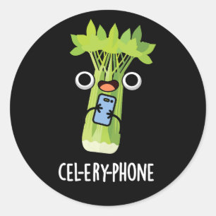 Cel-lery Mobil Funny Celery Veggie Pun Mörk BG Runt Klistermärke