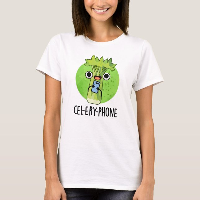 Cel-lery Mobil Funny Celery Veggie Pun T Shirt (Framsida)