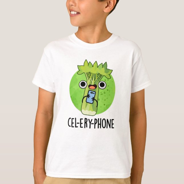 Cel-lery Mobil Funny Celery Veggie Pun T Shirt (Framsida)