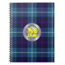 Celadon Blue Play Tartan Metallic Steel Monogram