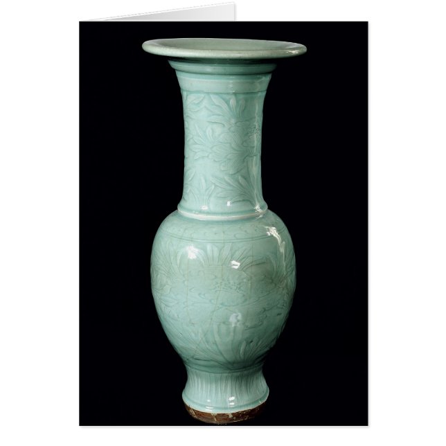 Celadon glazed vas, Yuan Dynasty Hälsningskort (Framsidan)