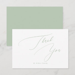 Celadon Grön DIY färger Luxe Script Tack Kort