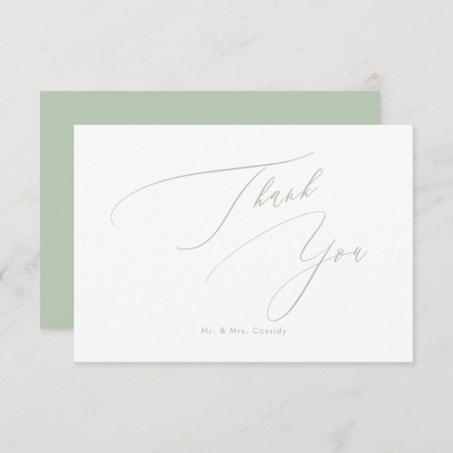 Celadon Grönt DIY färg Luxe Script Tack (Fram/baksida)