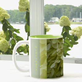 Celadon Grönt Hydrangea Blommar Två-Tonad Mugg