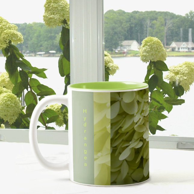 Celadon Grönt Hydrangea Blommar Två-Tonad Mugg (Skapare uppladdad)