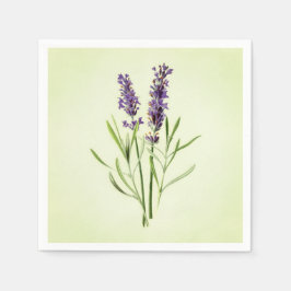 Celadon Grönt målat Lavender Sprig botaniskt Pappersservett