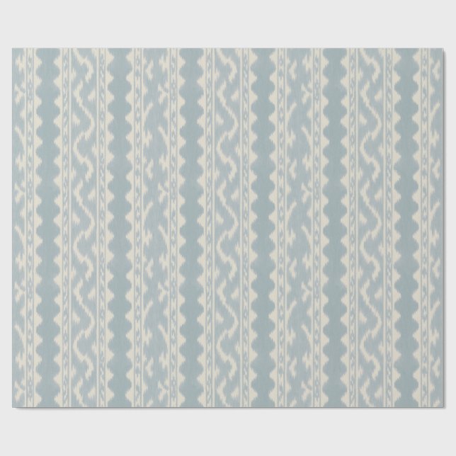 Celadon Ikat, Vävd rand på krämfärgad bakgrund Presentpapper (Platt)