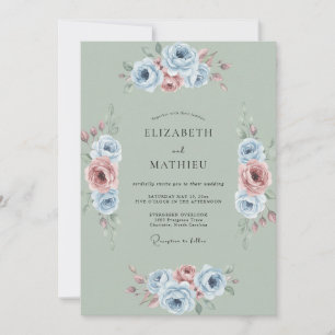 Celadon Mauve Peony Bröllop Inbjudningar