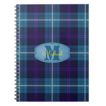 Celadonblå Karo Tartan Byxor Monogram Skrift