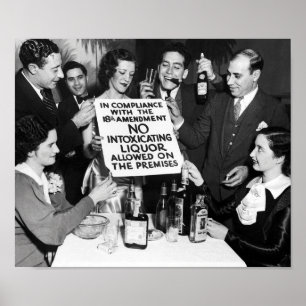 CELEBRANTS BURN PROHIBITION SIGN c. 1925 Poster