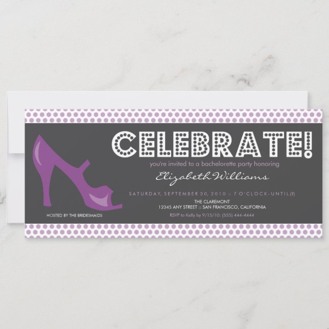 CELEBRAT! Billboard Bachelorette Inbjudan (lila) (Framsida)