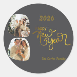 Celebrate 2026! Custom Happy New Year Sticker Runt Klistermärke
