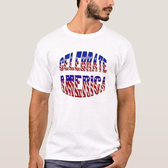 Celebrate America Flagga Font #1 Manar T-Shirt (Framsida)