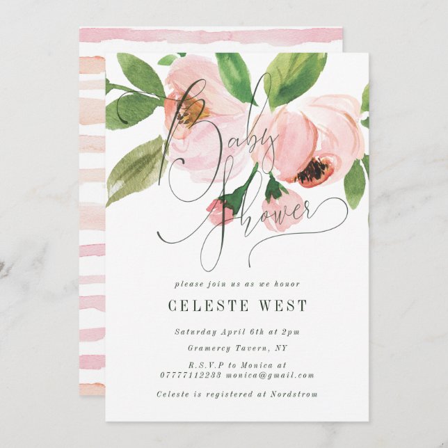 CELEBRATE BABY SHOWER INBJUDNINGAR (Fram/baksida)