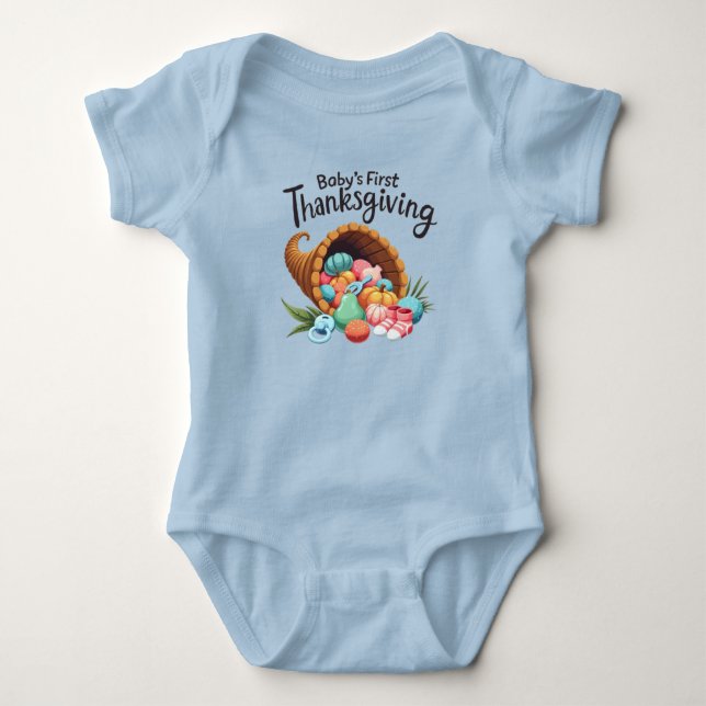 Celebrate Baby's First Turkey Day  Cute Cornucopia T Shirt (Framsida)