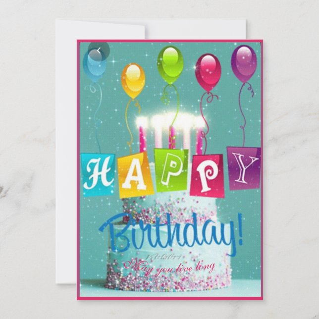 Celebrate Birthday Cake Candles and Balloons Julkort (Framsida)