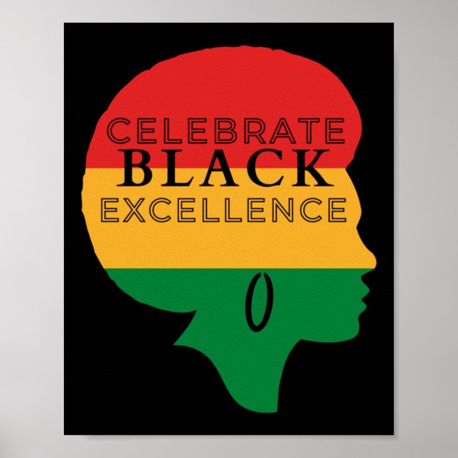Celebrate Black Excellence Afro Silhouette - Red Poster (Framsidan)