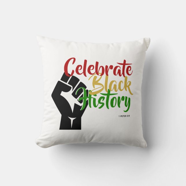 CELEBRATE BLACK HISTORY BHM Motivering Kudde (Framsida)