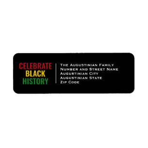 CELEBRATE BLACK HISTORY   BHM   RETURADRESS ETIKETT