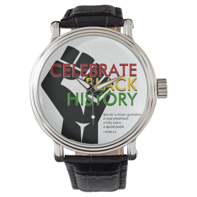 CELEBRATE BLACK HISTORY Christian Scripture Bible Armbandsur (Framsida)
