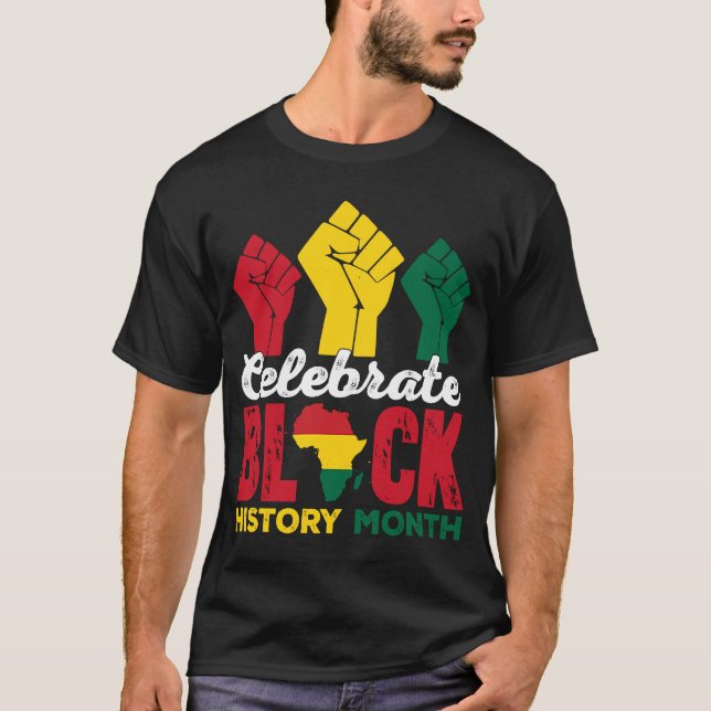 Celebrate Black History Month Melanin Pride Afro W T Shirt (Framsida)