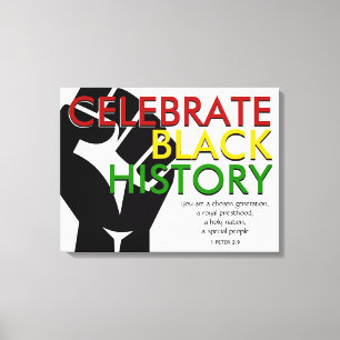 CELEBRATE BLACK HISTORY Power Fist Bible Verse Canvastryck
