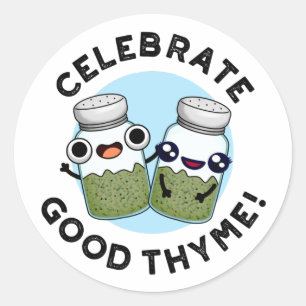 Celebrate Bra Thyme Funny Food Herb Pun Runt Klistermärke