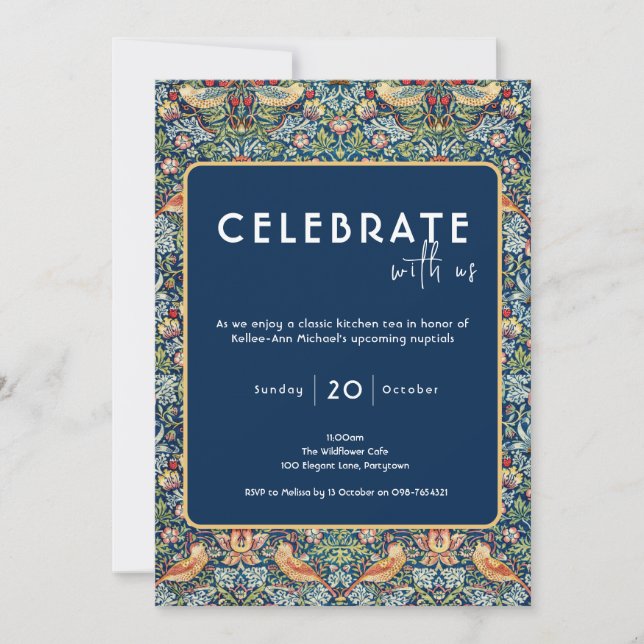 Celebrate Bridal Kitchen Tea William Morris Inbjudningar (Framsida)