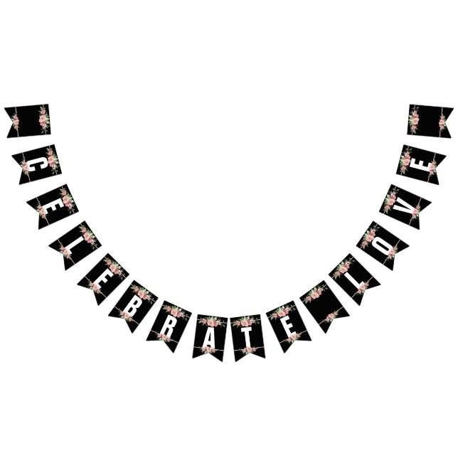 CELEBRATE Bröllop Banner med Rosa ros Vimplar (Alla)