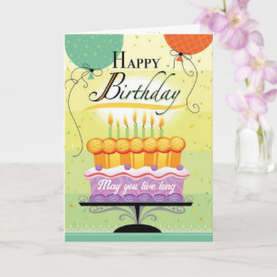 Celebrate Cake Candles and Balloons Birthday Card Kort
