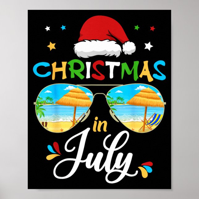 Celebrate Christmas In July Funny Beach Summer Chr Poster (Framsidan)