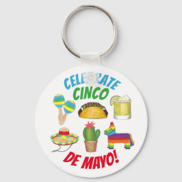 Celebrate Cinco de Mayo Fiesta Taco Piñata Cactus Nyckelring