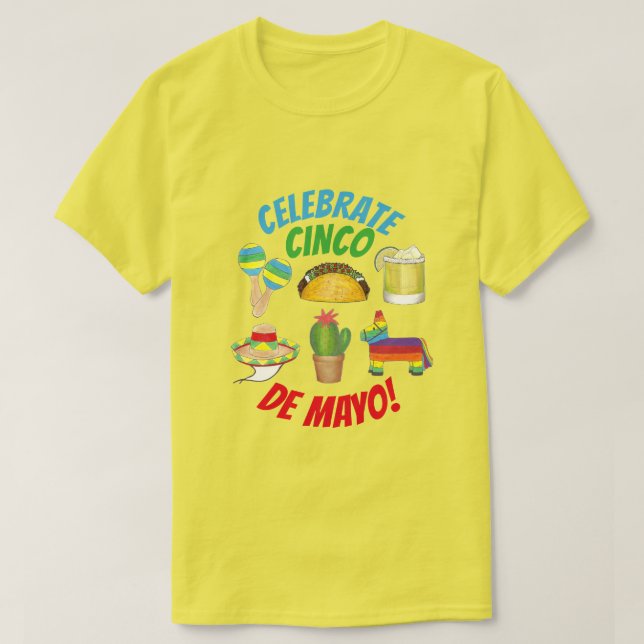 Celebrate Cinco de Mayo Fiesta Taco Piñata Cactus T Shirt (Design framsida)