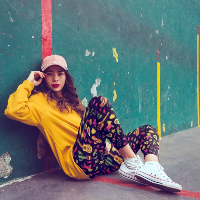 Celebrate Cinco de Mayo Vibrant Black Leggings (Skapare uppladdad)