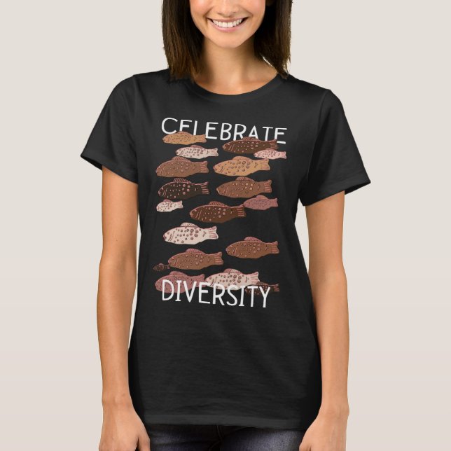 Celebrate Diversity Inclusion Gummy Fish Racial Eq T Shirt (Framsida)