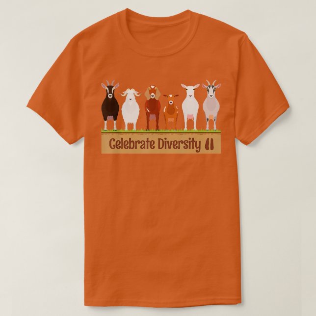 Celebrate Diversity Pet Funny Goats för Goat Lov T Shirt (Design framsida)