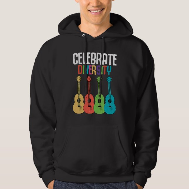 Celebrate Diversity  Ukulele Player Music  Graphic Hoodie (Framsida)